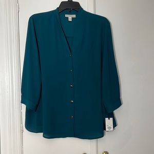 Dana Bachman , New with tags , XXL , Emerald Green Blouse